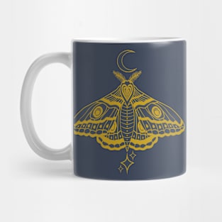 Witchy Cute Celestial Moth - Gold and Blue Mug